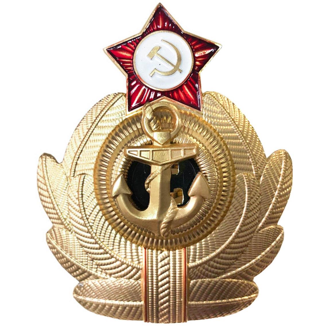 Soviet Union Army Navy Badges Gold and Silver Anchor Cap Cockades Hat Insignias Ship Engineer Service Officer of The USSR