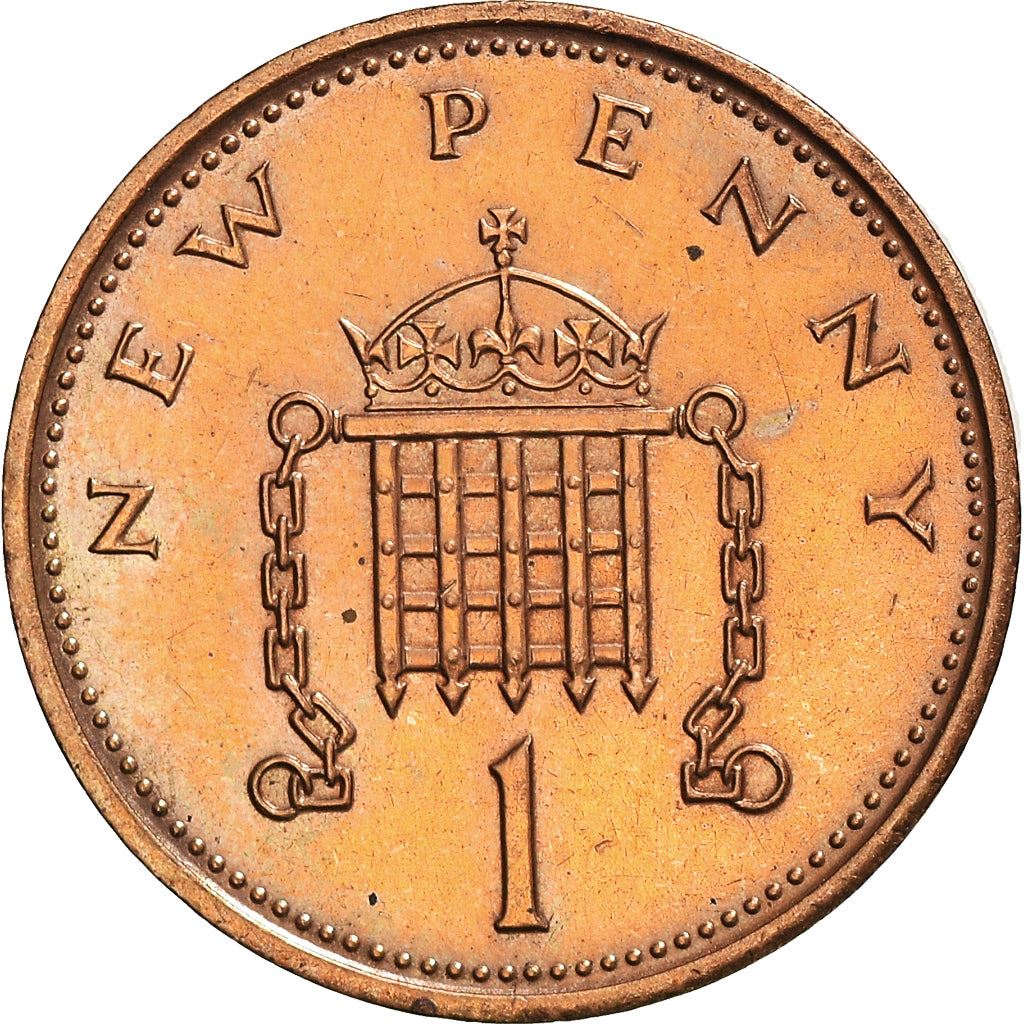 United Kingdom 1 New Penny | 100 Coins | British Currency | Young Elizabeth II | 1971 - 1981