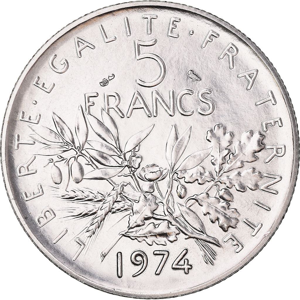 French 5 Francs Coin | signature O. Roty | KM926a.1 | France | 1969 - 2001